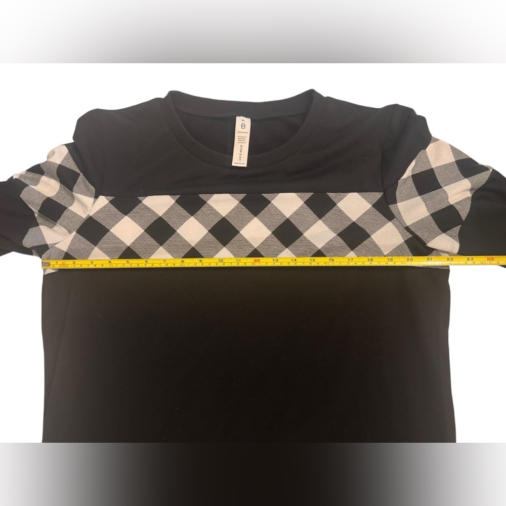 Blooming Jelly Womens Black & White Buffalo Plaid Elbow Patches Sweatshirt sz XL - Picture 10 of 13